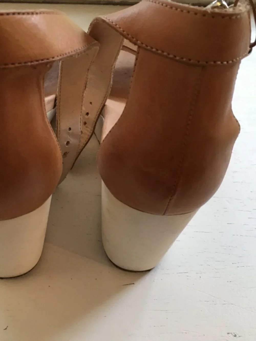 Dr. Scholl's Warner Tan Leather Wedge Sandal Platform 10M